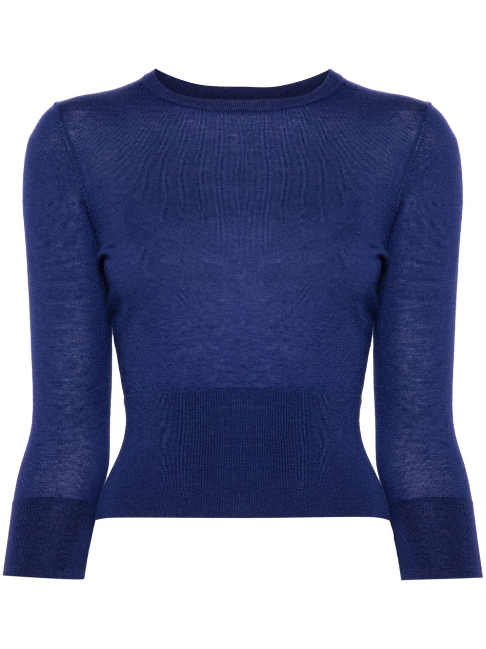 Fine-knit cropped jumper - Brown