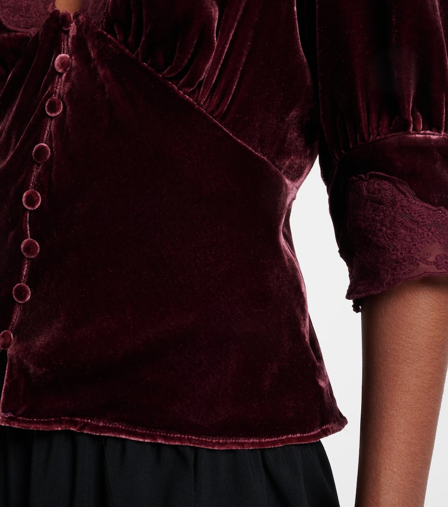Amanda lace-trimmed velvet top