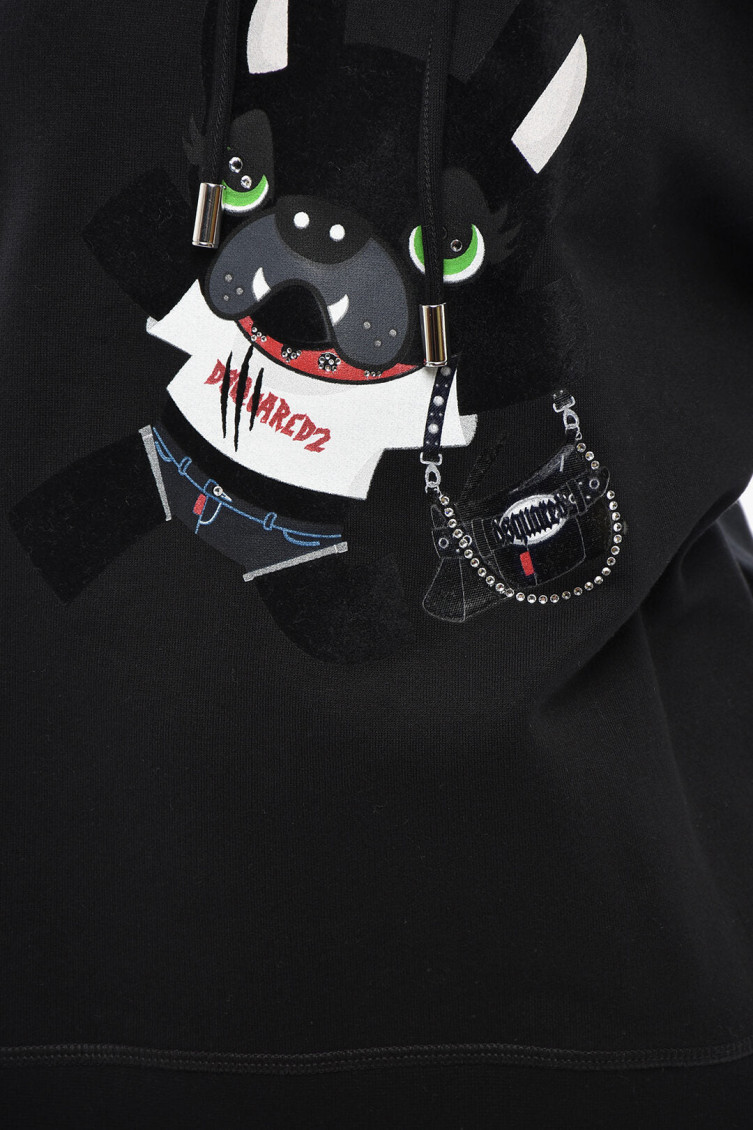 Black Graphic Hood Sweatshirt