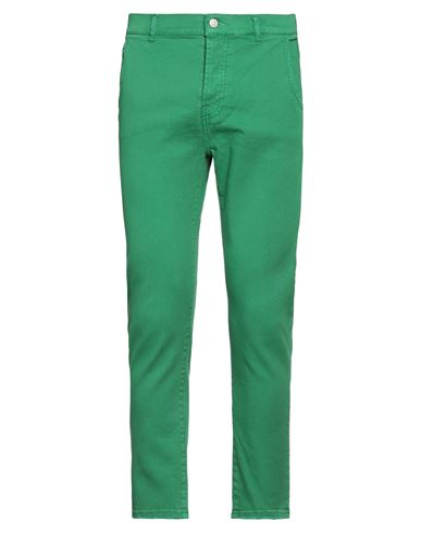 Man Pants Green Size 29 Cotton, Elastane
