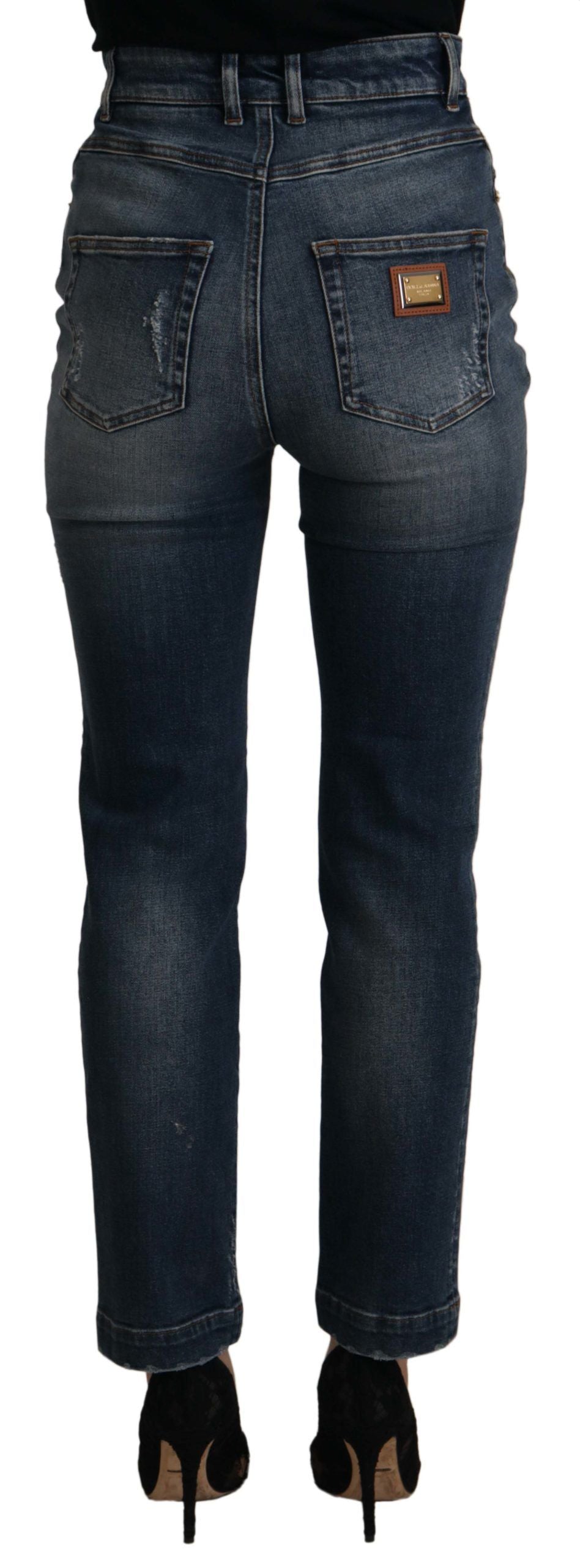 High-Waist Skinny Denim Jeans — Blue