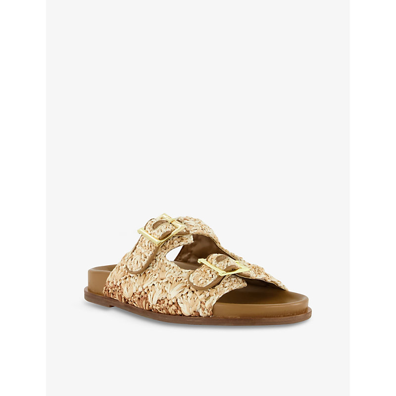 Womens Natural-raffia Lolitas Buckle-fastening Flat-sole Raffia Sandals
