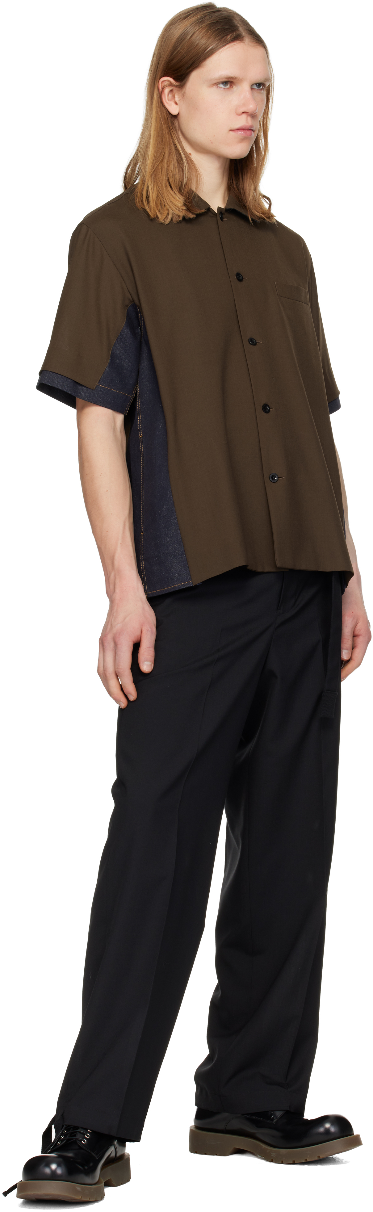 Brown & Blue Suiting Denim Shirt