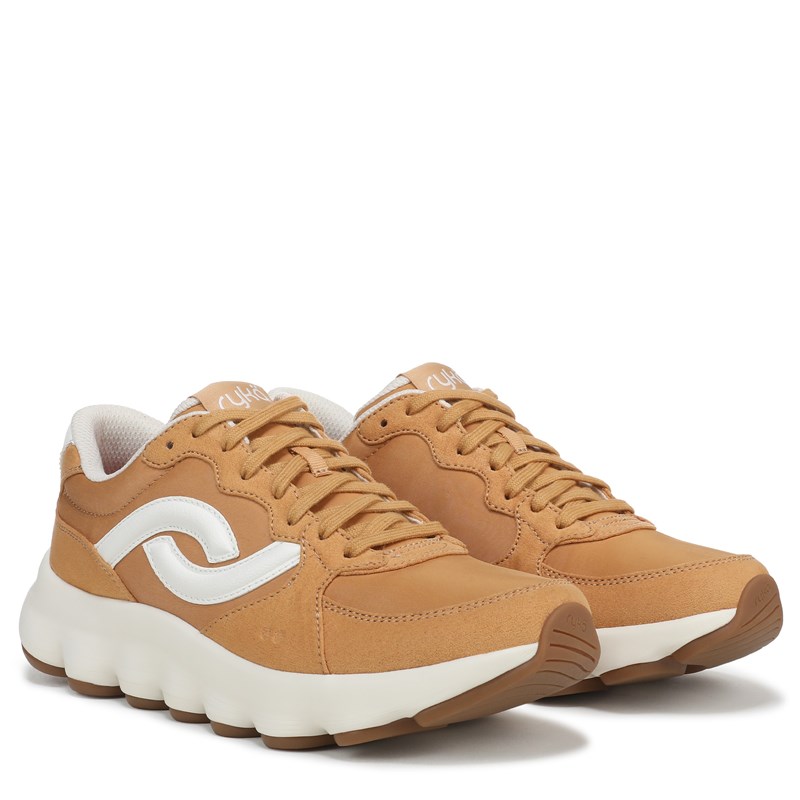 Women's Podflow Retro Walking Sneakers (Yellow Oak Mesh Fabric)