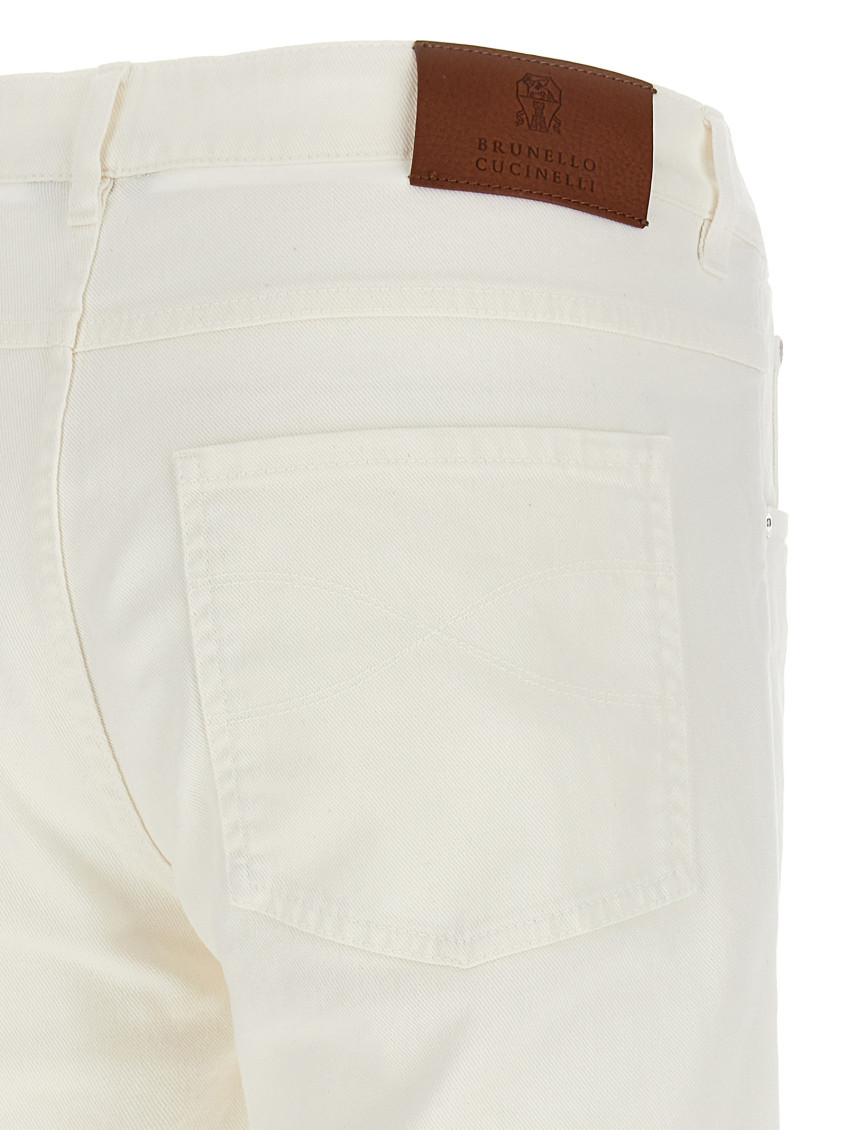 Brunello Cucinelli logo-patch trousers - White