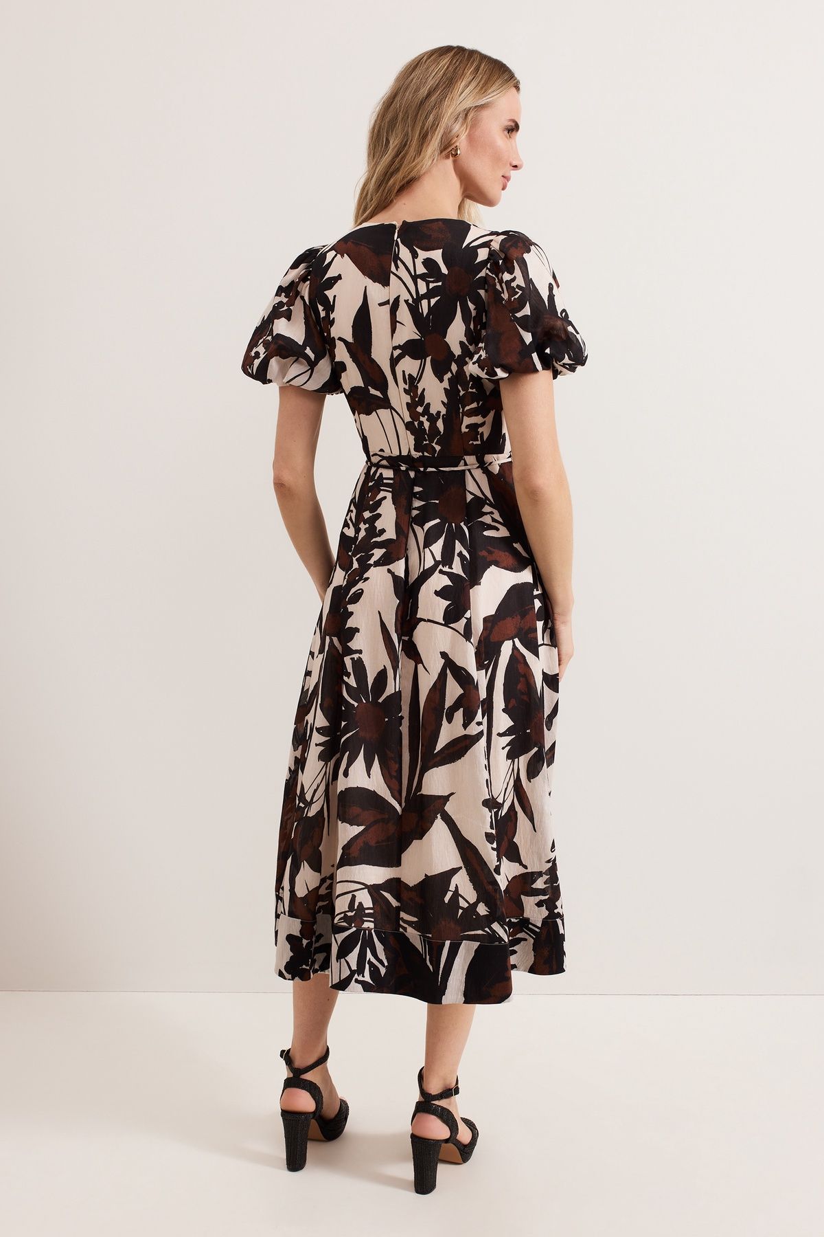 Phase Eight Zarah Printed Dress In Light Khaki