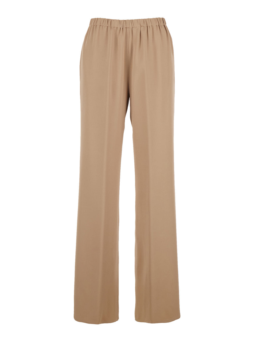 Acetate-Viscose Blend Trousers — Beige
