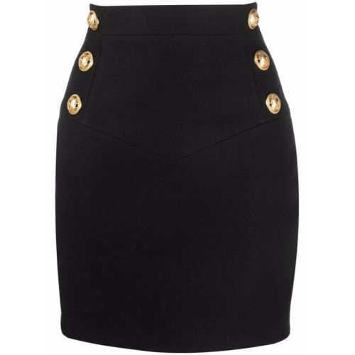 Button-detail high-waisted skirt - Black
