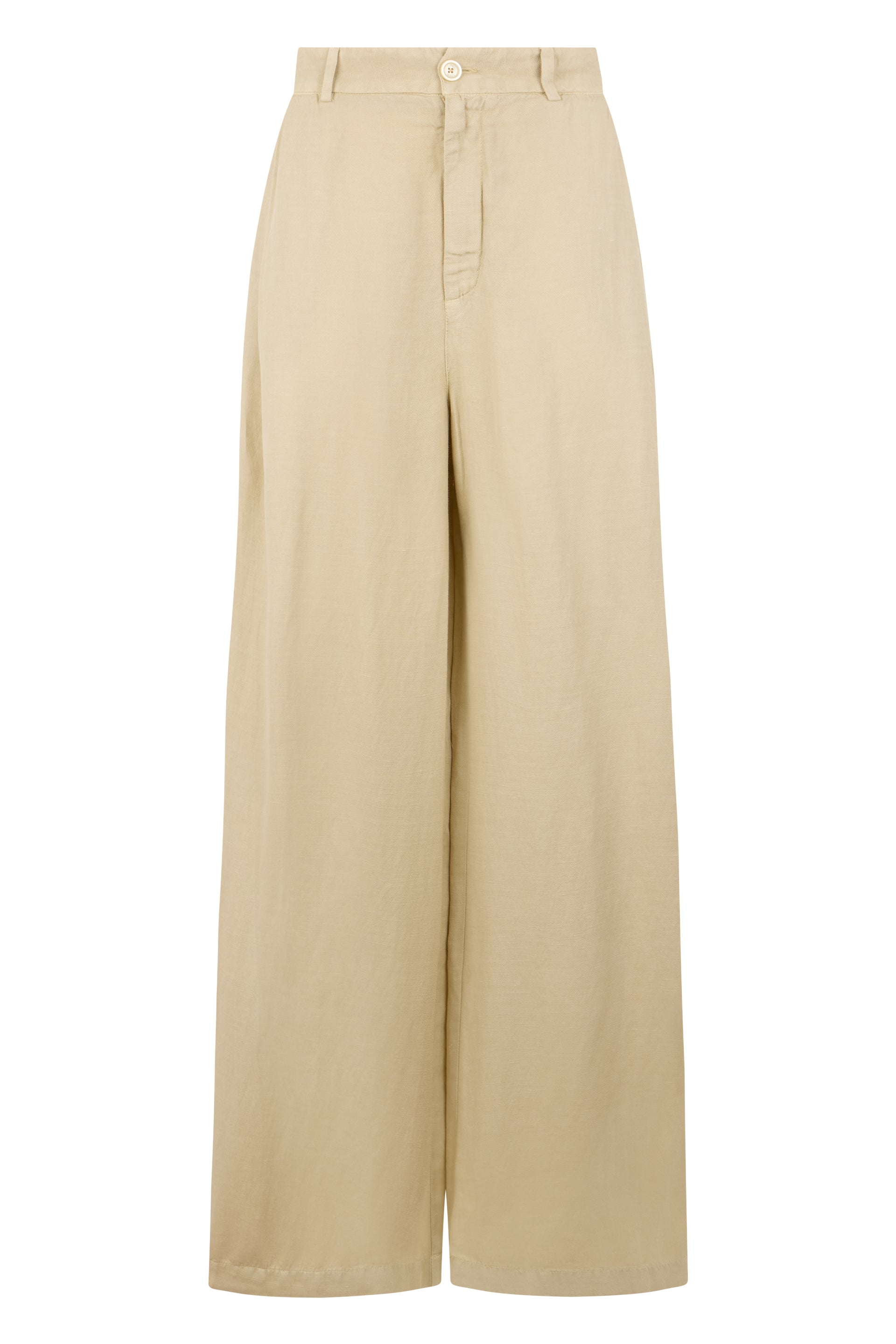 Linen Wide-Leg Trousers — Beige