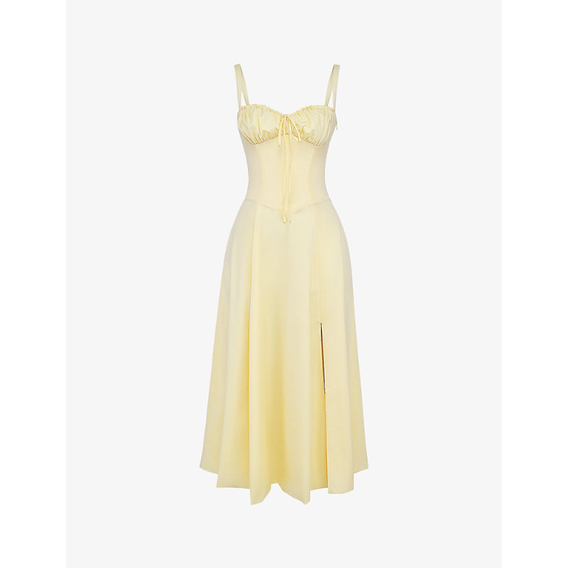 Womens Buttercup Carmen Gathered-cup Stretch Cotton-blend Midi Dress