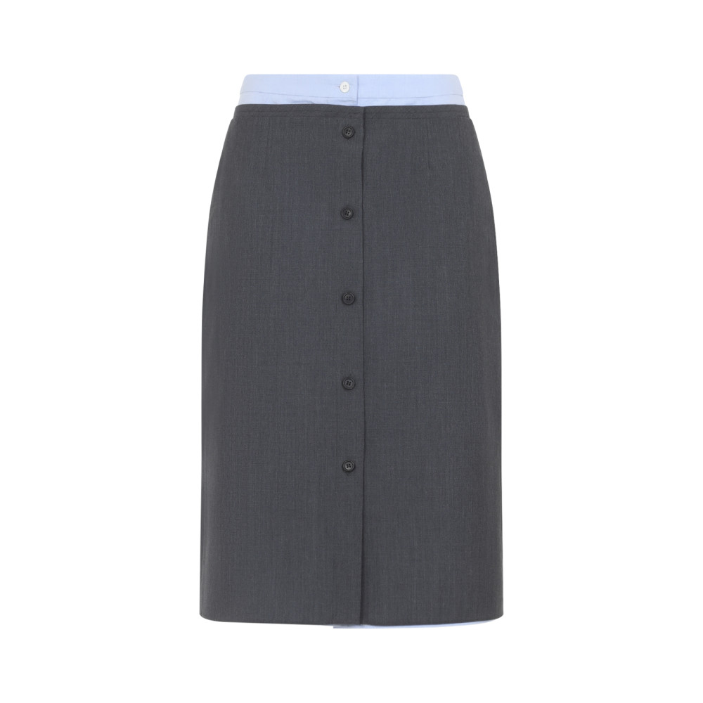 Grey Solid Midi Skirt