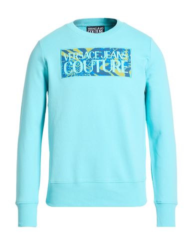 Man Sweatshirt Azure Size L Cotton