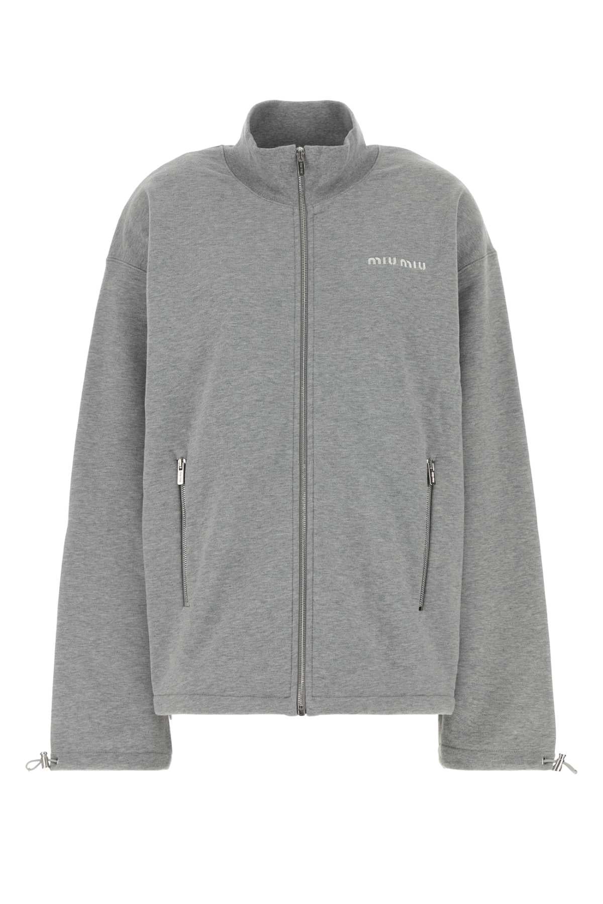 Logo-Embroidered Cotton Sweatshirt — Gray
