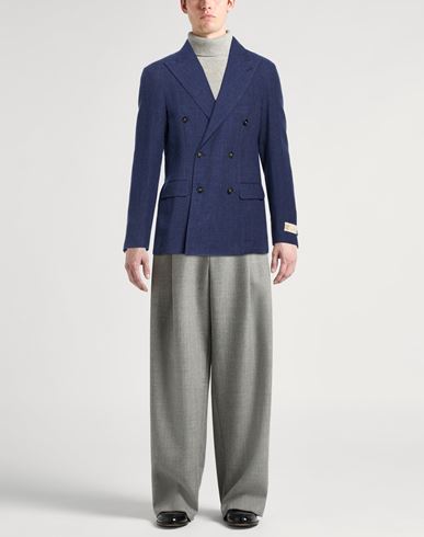 Man Blazer Navy Size 38 Linen, Virgin Wool, Silk, Cashmere