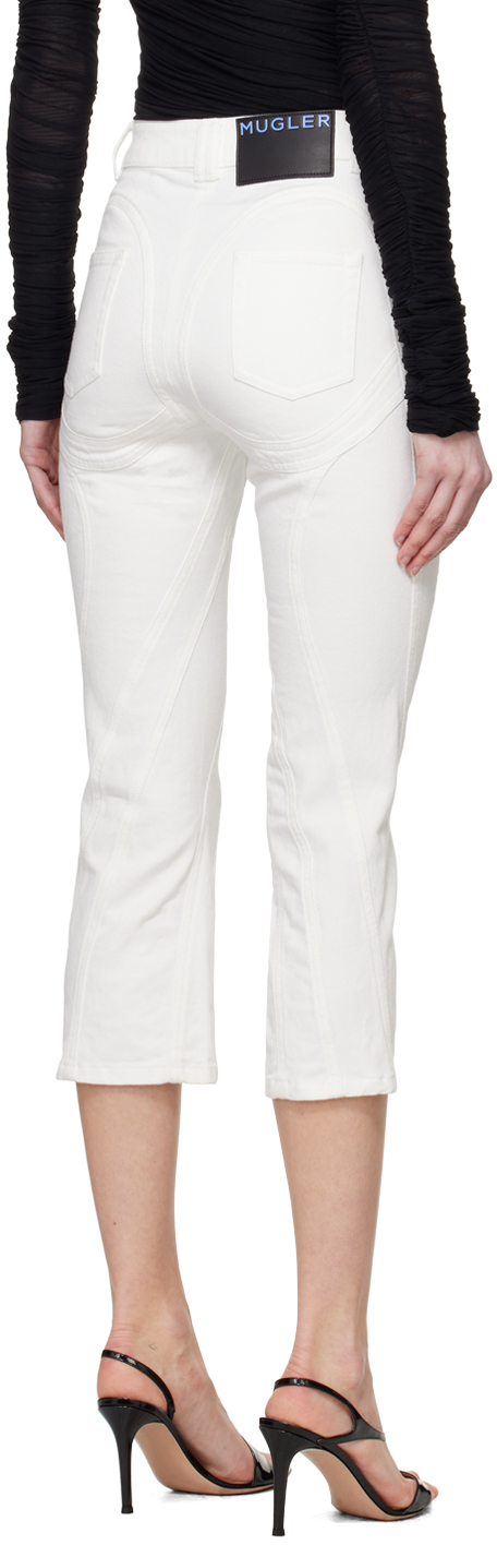 Mugler White Spiral Crop Jeans