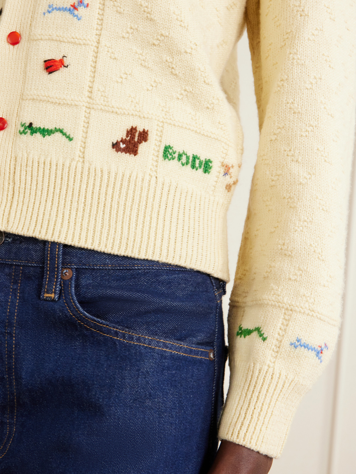 Zoologist Embroidered Merino Wool And Alpaca-blend Cardigan - Yellow