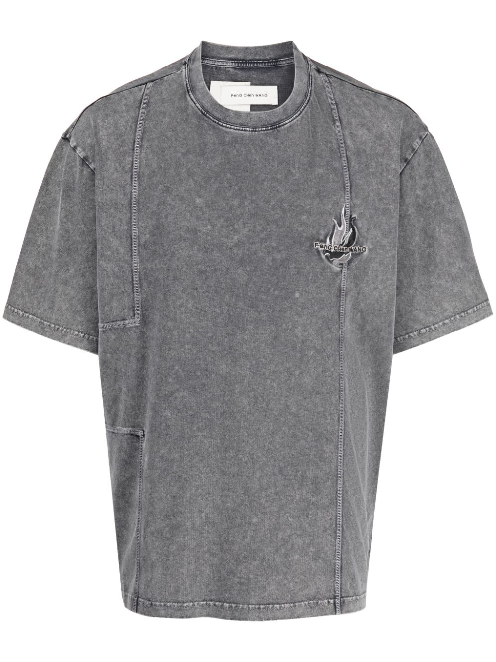 Logo-embroidered cotton T-shirt - Grey