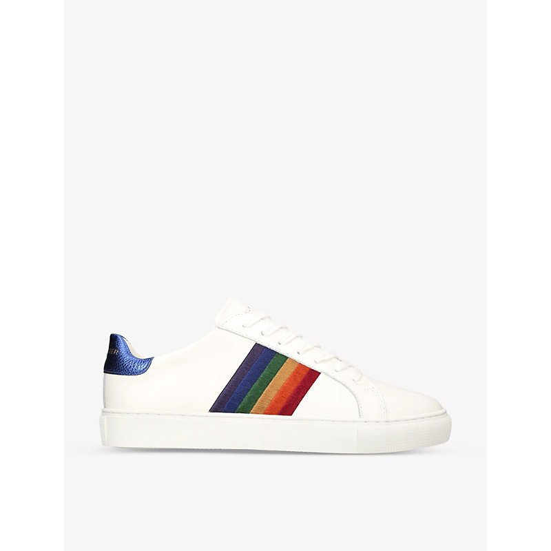 Mens White/comb Lennon Rainbow-motif Low-top Leather Trainers