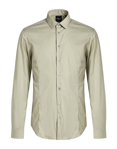 Man Shirt Sage green Size 36 Cotton, Polyamide, Elastane