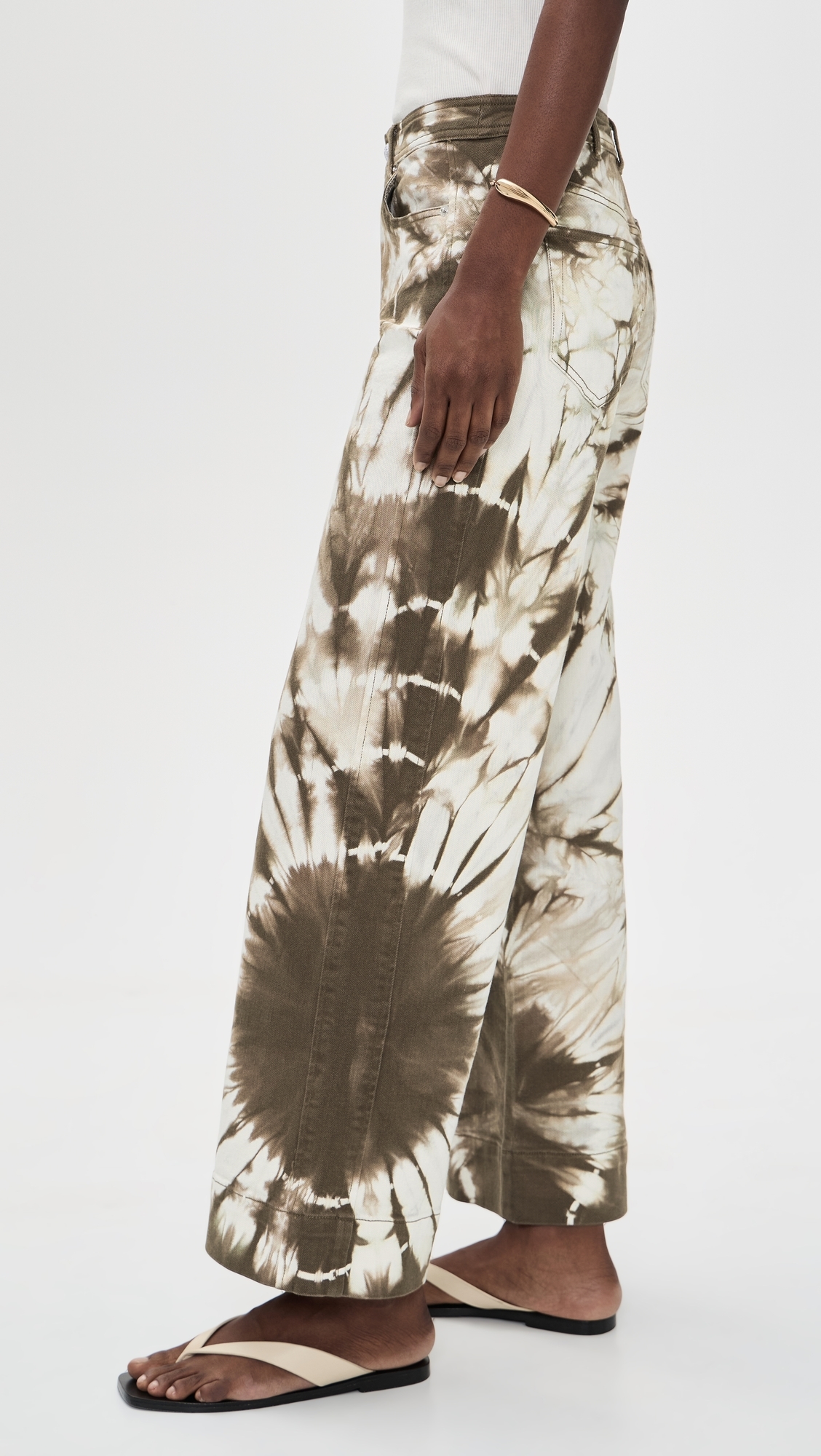 Tie Dye Denim Betsy Pants Dark Olive/White
