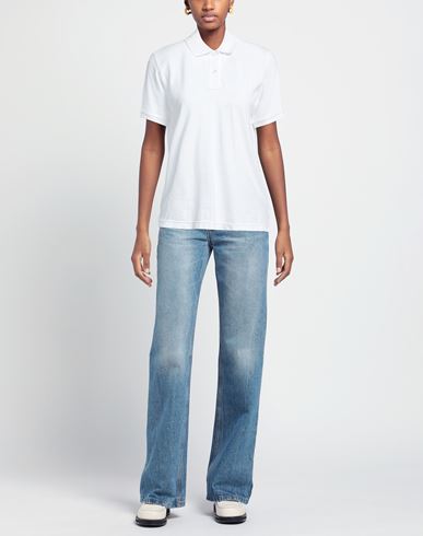 Woman Polo shirt White Size S Cotton, Elastane