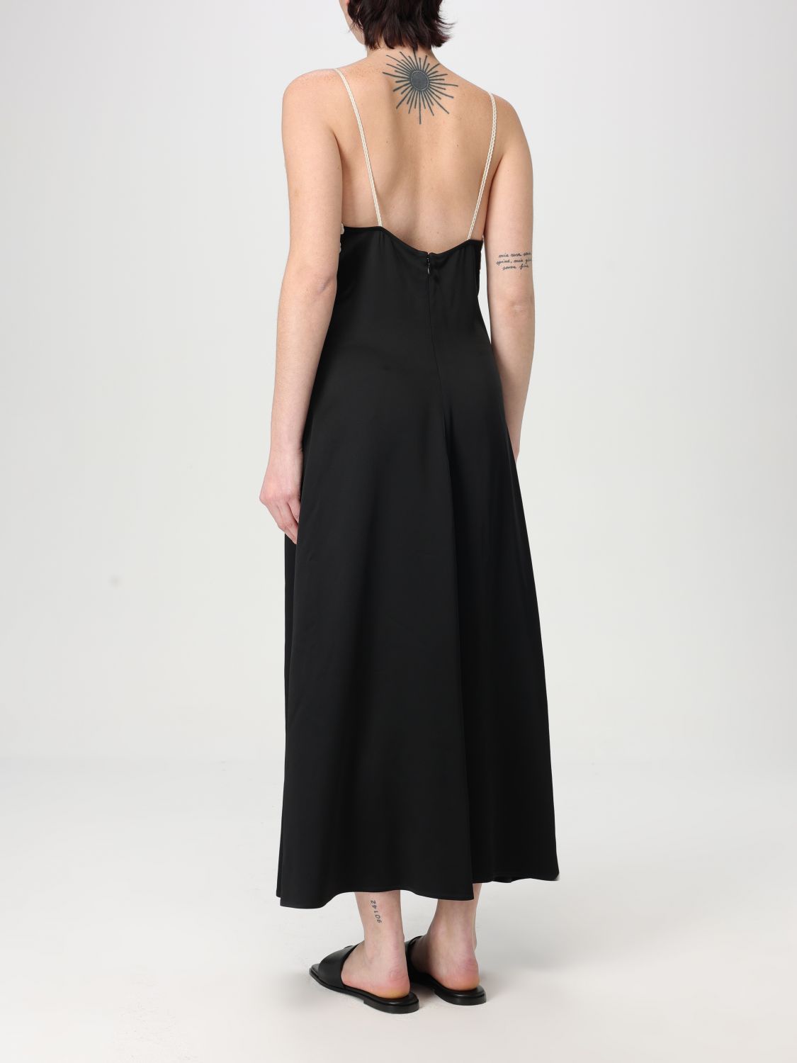 Embroidered midi dress - Black