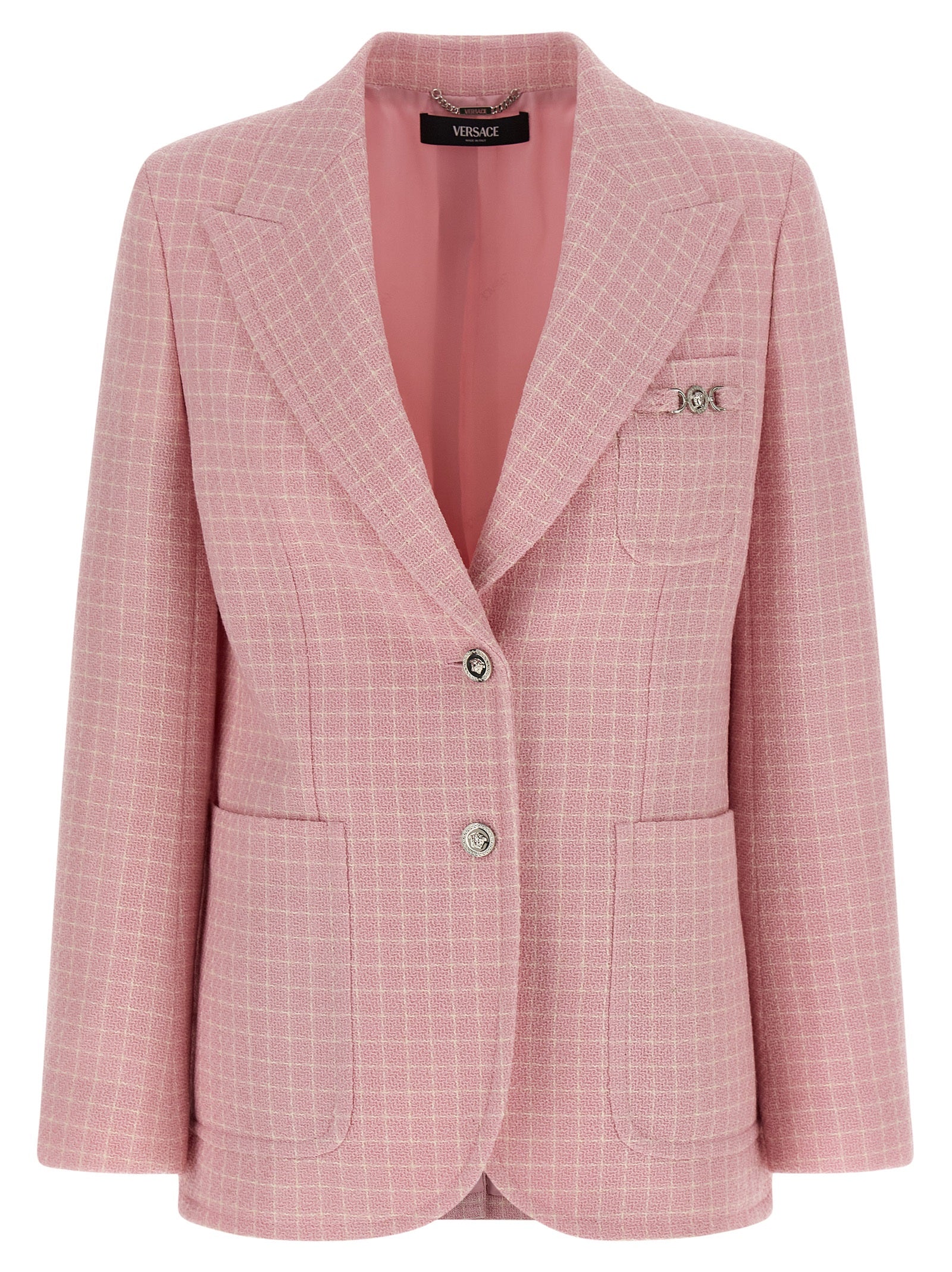 Virgin Wool Textured Blazer — Pink