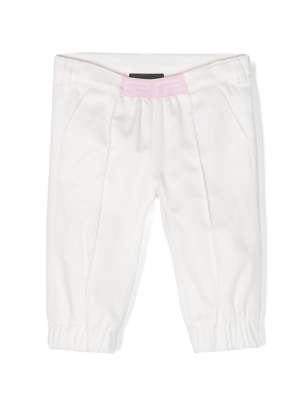 Greca-waistband tapered trousers - White