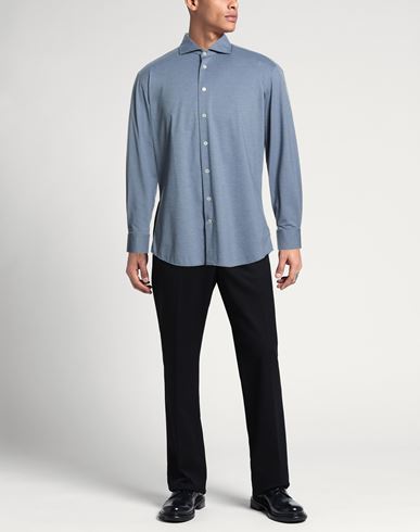 Man Shirt Slate blue Size 16 Polyester, Polyamide, Elastane
