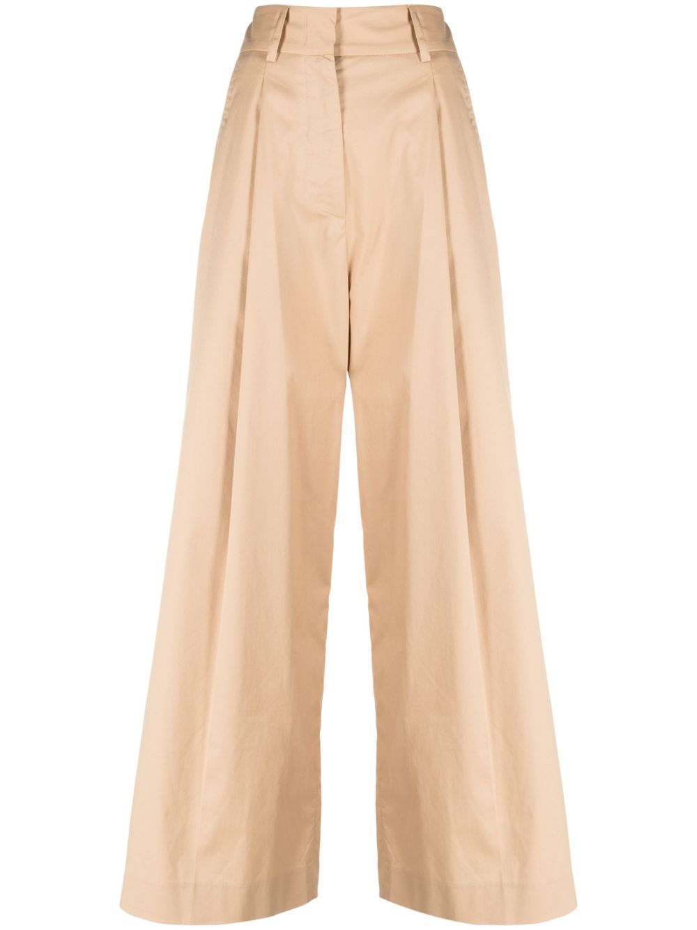 Wide-leg pleated trousers - Neutrals