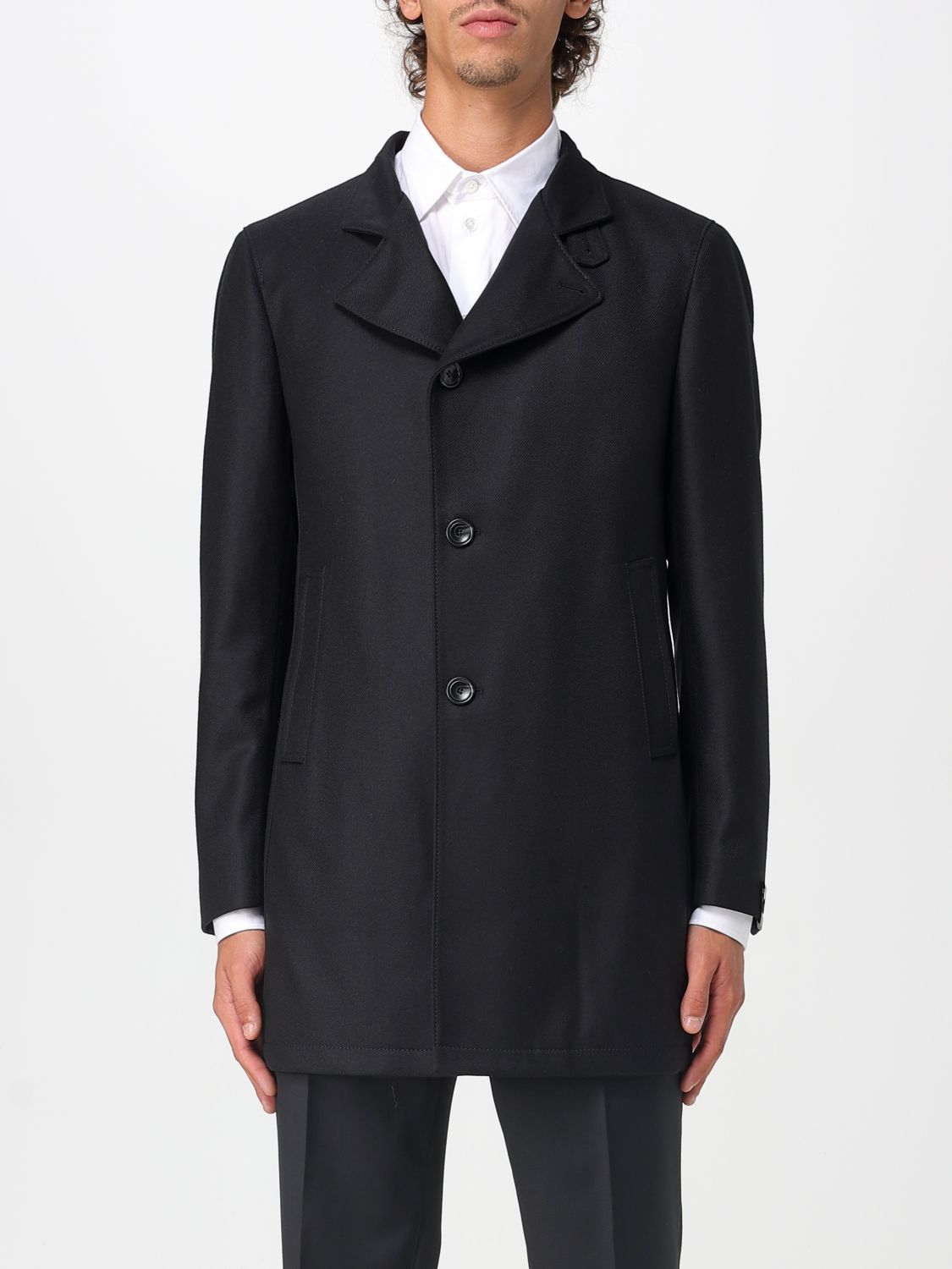 Peaked virgin-wool coat - Blue