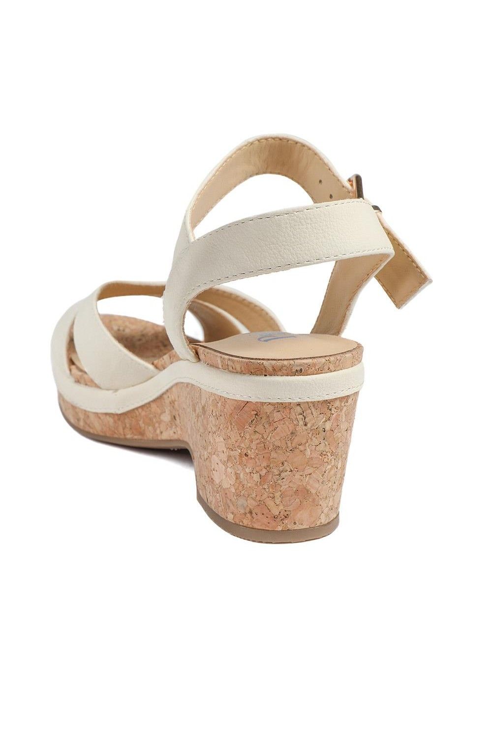 Pavers Patterned Cork Wedge Platform Sandals In Off White