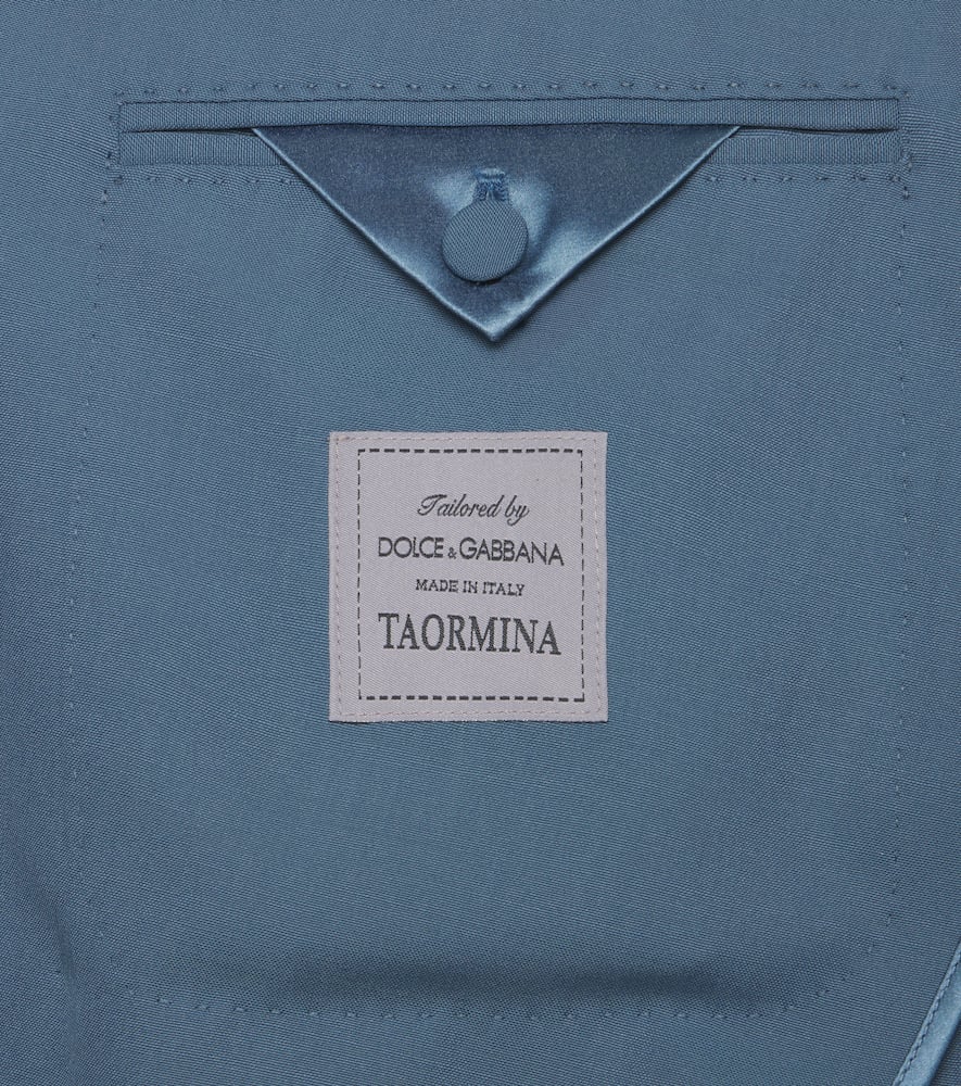 Double-breasted wool poplin suit jacket