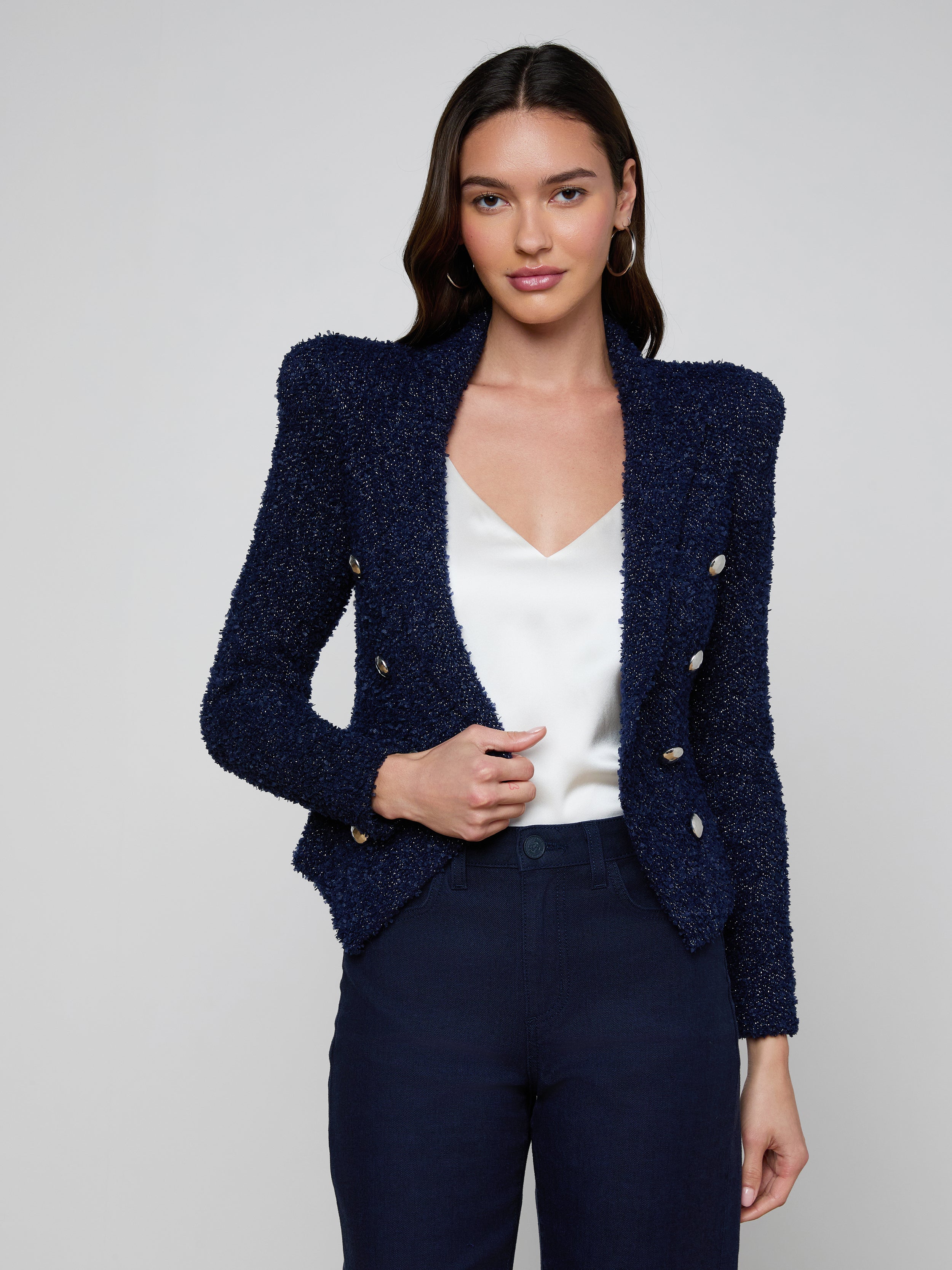 Bethany Knit Blazer In Midnight/nickel