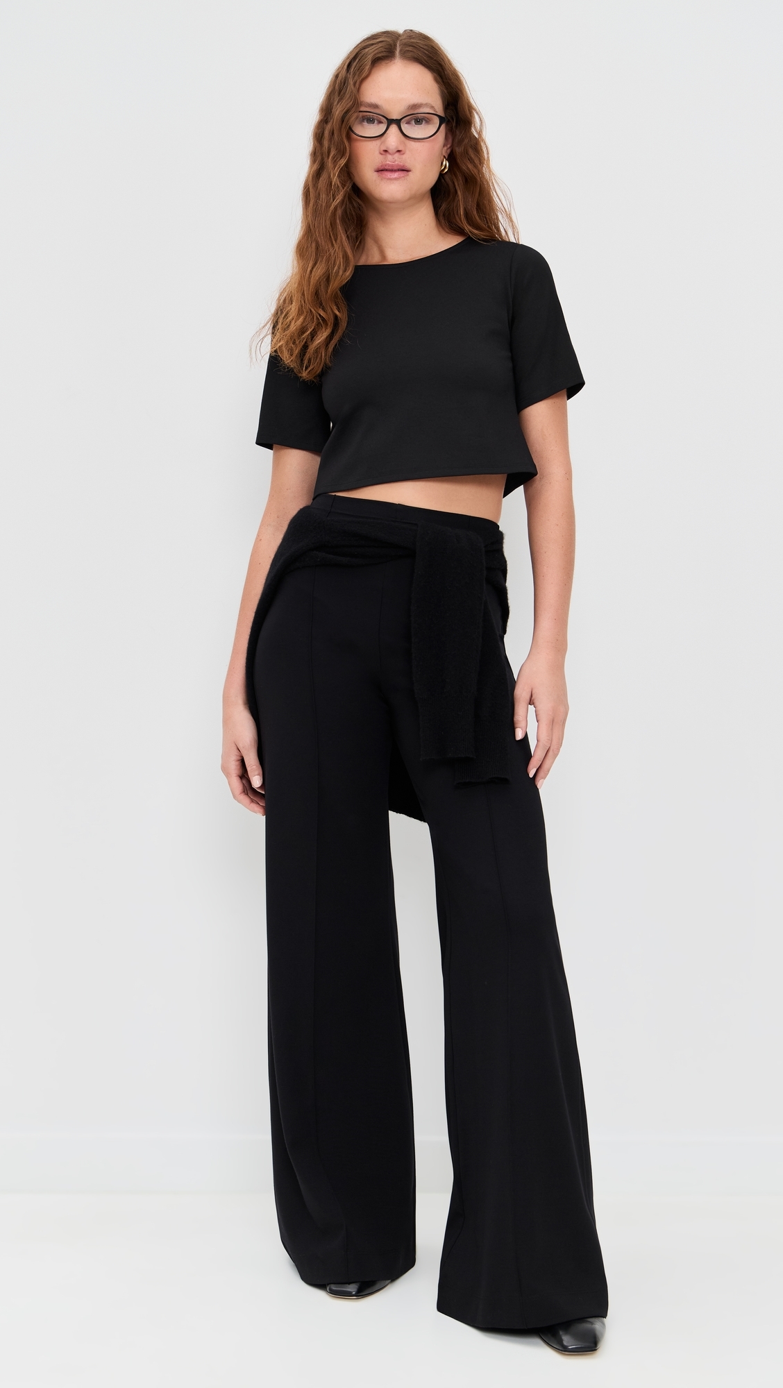 Ponte Knit Short Sleeve Top Black