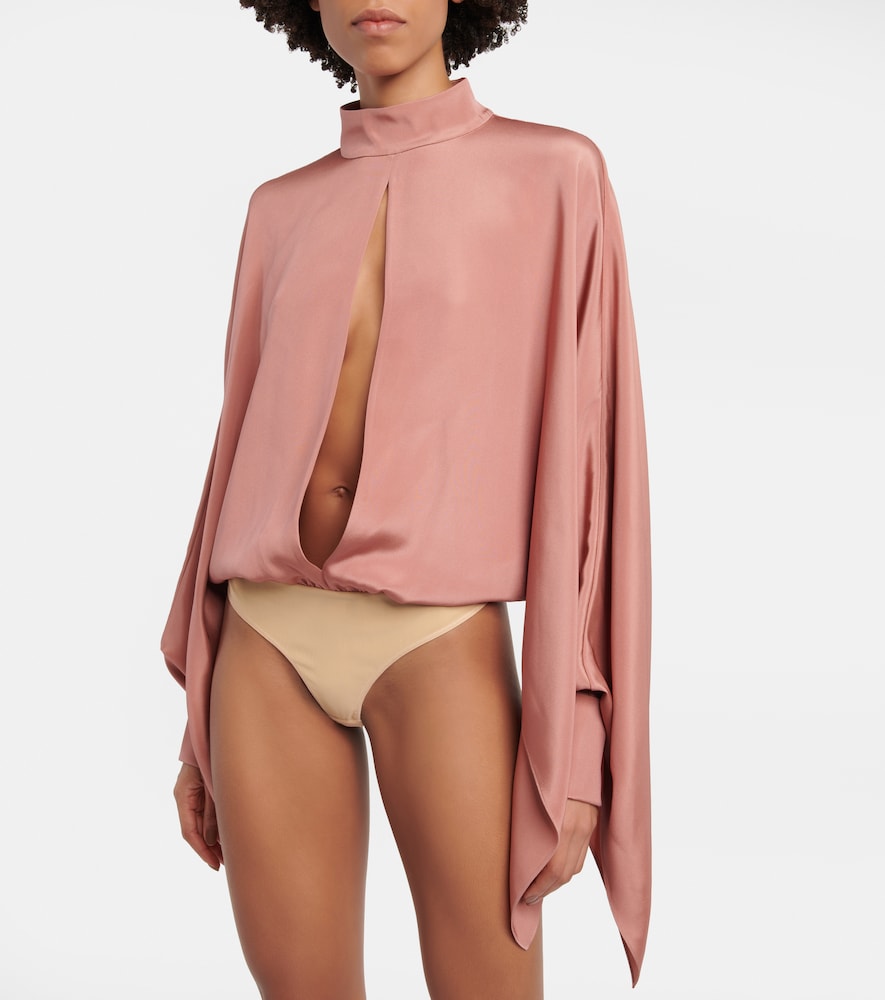 Cutout silk crêpe bodysuit