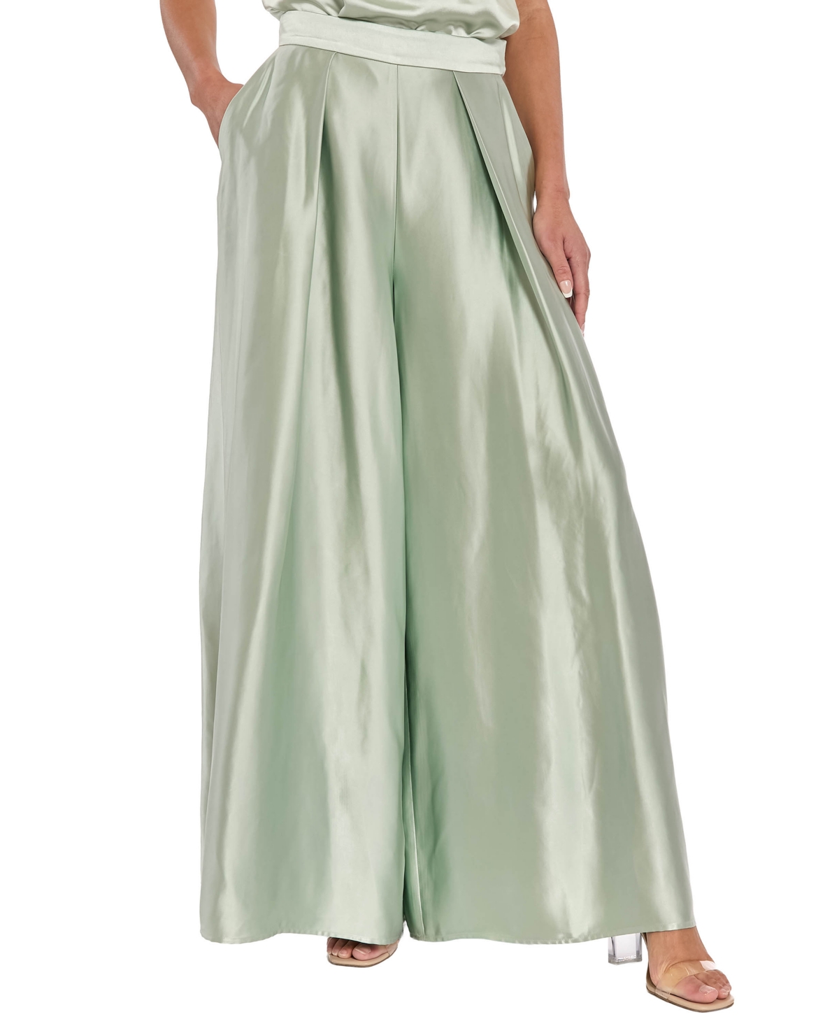 Women's Wide-Leg Solid Pants - SAGE GRAY