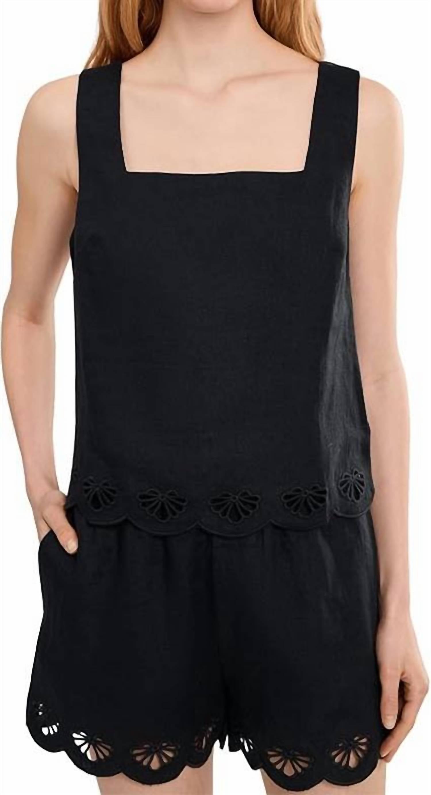 Almost There Linen Top In Black
