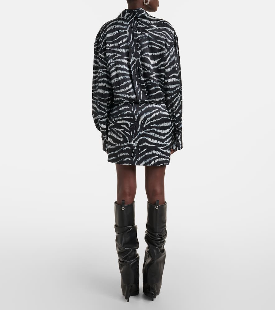 Silvye zebra-print satin shirt dress