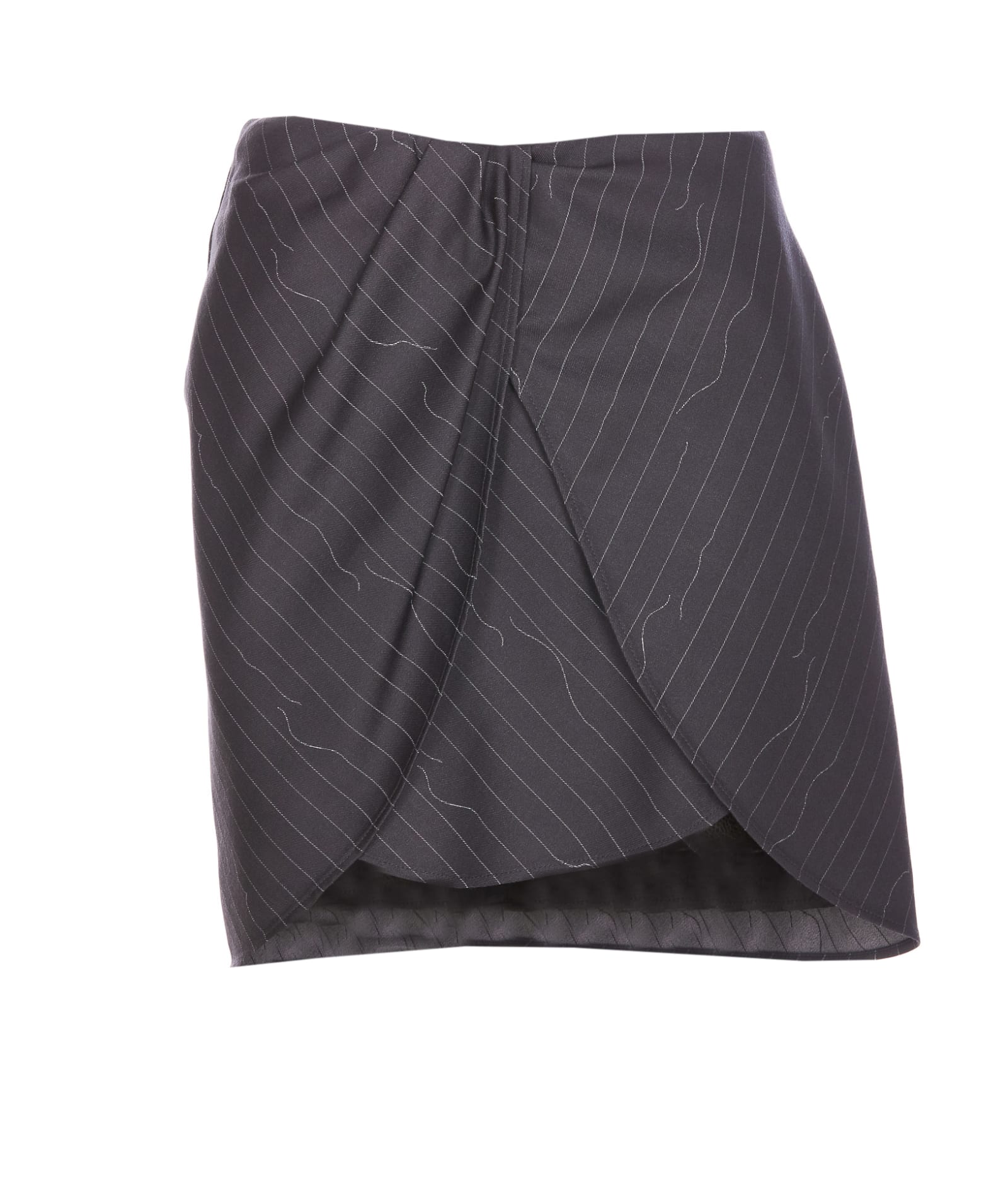 Pinstripe draped miniskirt - Grey
