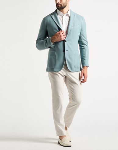Man Blazer Slate blue Size 42 Cashmere
