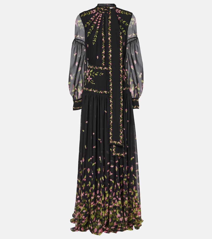 Floral silk voile gown