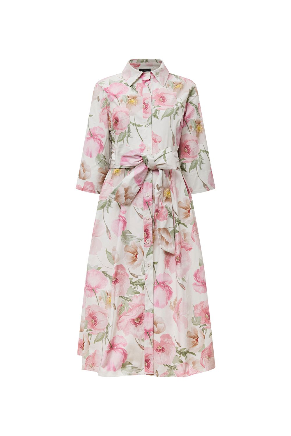 James Lakeland Women's Pink Bloom Cotton Midi Dress in Pale Pink