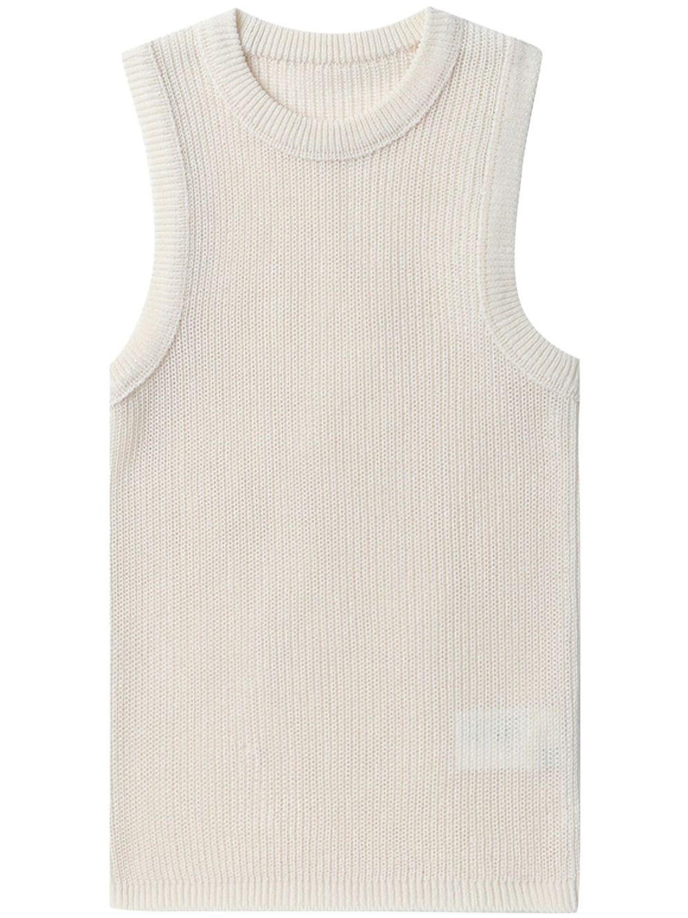 Crew-neck sleeveless knitted top - Neutrals