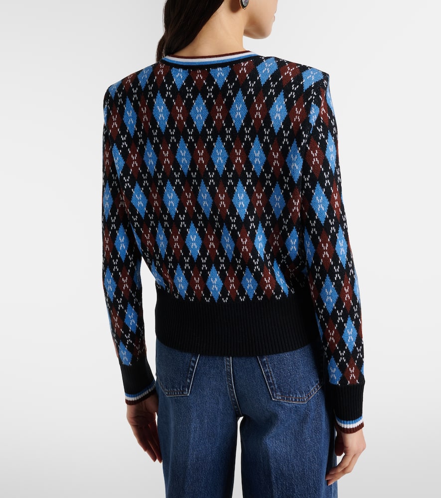 Sylvane argyle wool and cotton cardigan