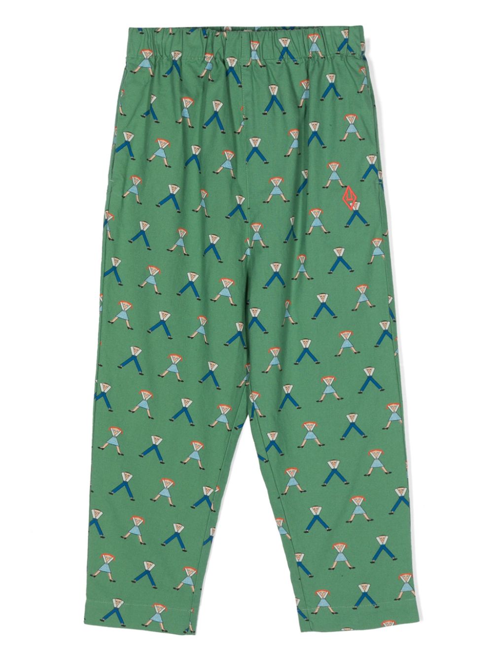 Elephant graphic-print tapered trousers - Green