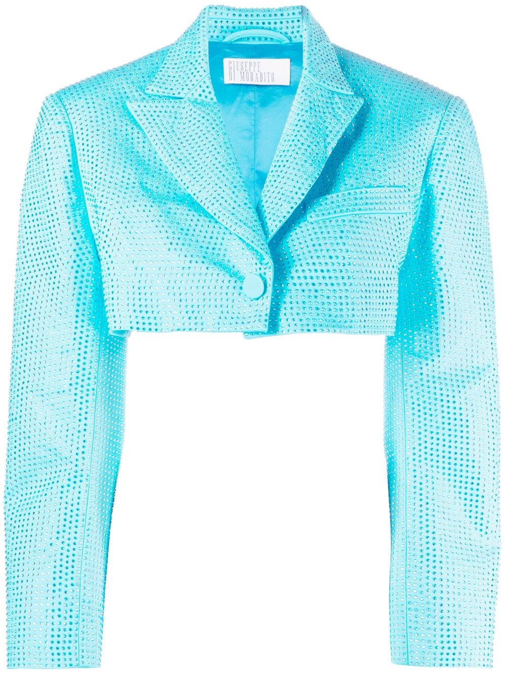 Cropped crystal-embellished cotton-blend blazer - Purple