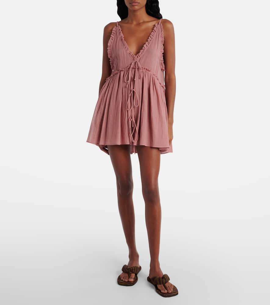 Ruffled cotton gauze minidress