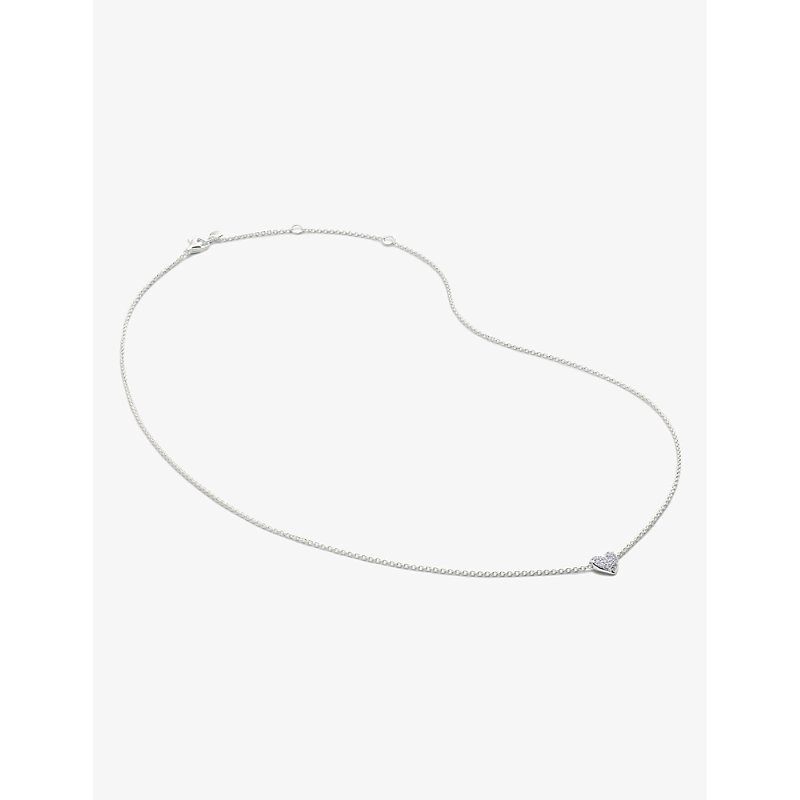Womens Sterling Silver Heart Sterling-silver and 2.4ct Diamond Pendant Necklace 