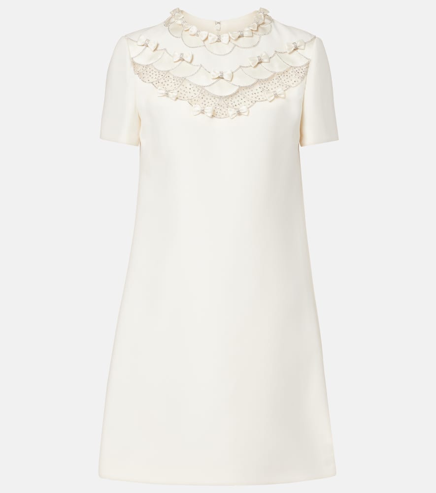 Crepe Couture bow-detail embellished minidress